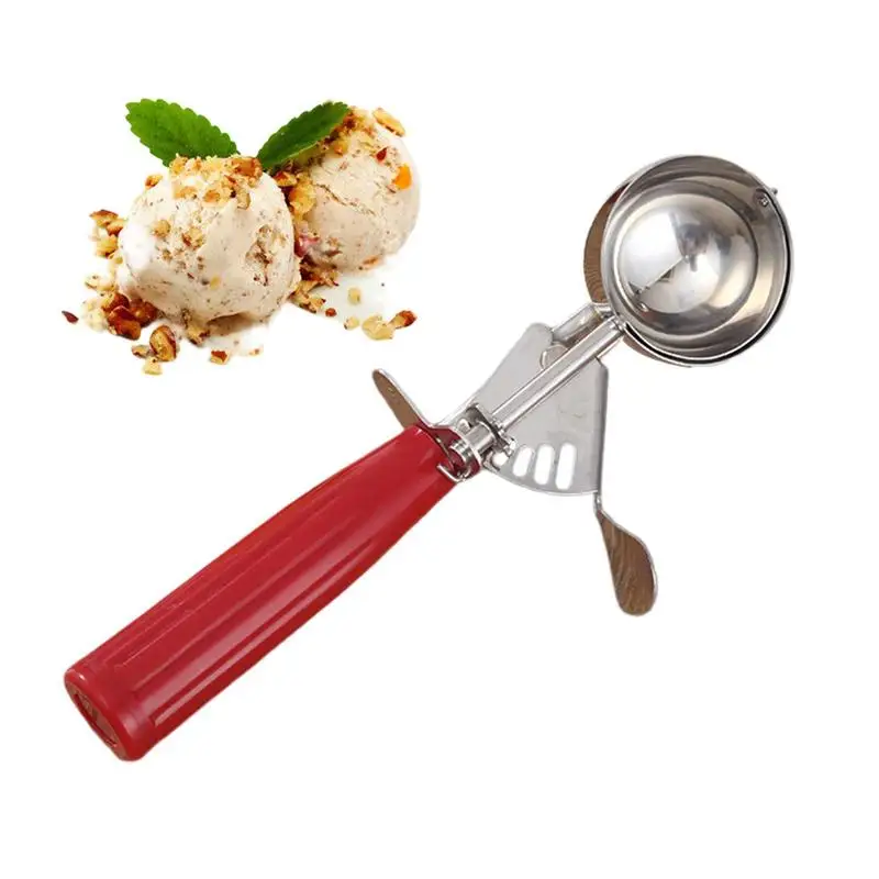 

Stainless Steel Ice Cream Scoop With Trigger Anti-Freeze Handle Icecream Spoon Perfect For Gelatos Frozen Yogurt Sundaes