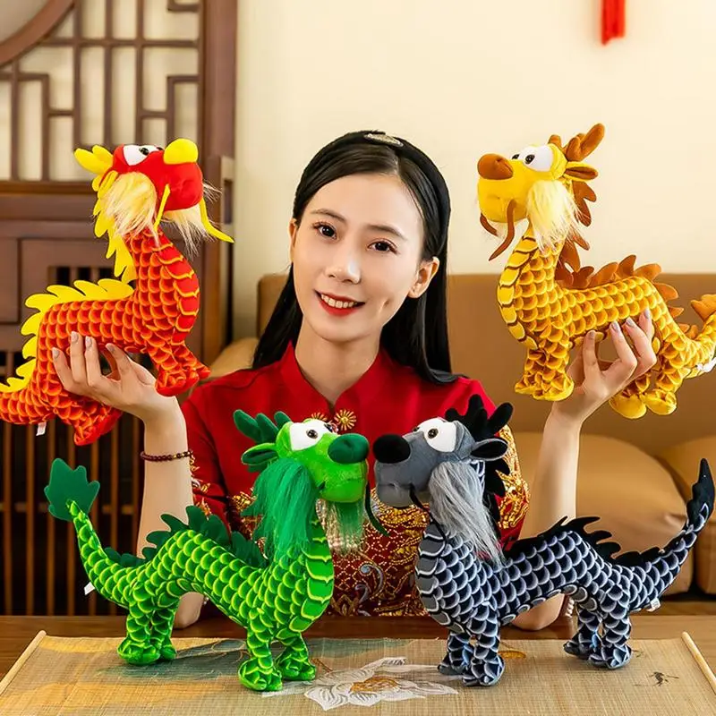 

Игрушка-талисман плюшевая в виде китайского дракона, кукла Год Дракона, набивные животные со знаком зодиака, новогодняя кукла для детей