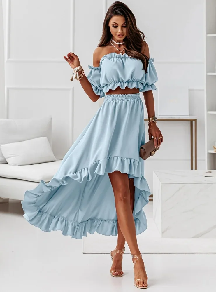 2 Piece Set Ruffle Crop Top Maxi Skirt Set Sexy Off Shoulder Dress Suit Women Ruffles Short Sleeve Outfit
2 Piece Set Ruffle Crop Top Maxi Skirt Set Sexy Off Shoulder Dress Suit Women Ruffles Short Sleeve Outfit