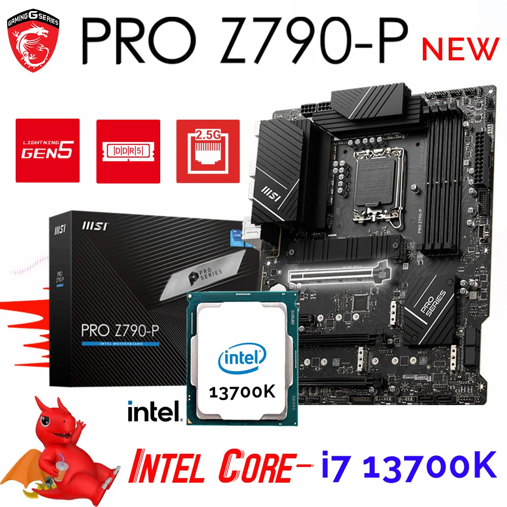 Intel Core i7 13700K Processor Kit MSI PRO Z790-P DDR5 Motherboard DDR5 7000MHz(OC) M.2 128GB Desktop Intel Z790 PCI-E 5.0 ATX
Intel Core i7 13700K Processor Kit MSI PRO Z790-P DDR5 Motherboard DDR5 7000MHz(OC) M.2 128GB Desktop Intel Z790 PCI-E 5.0 ATX