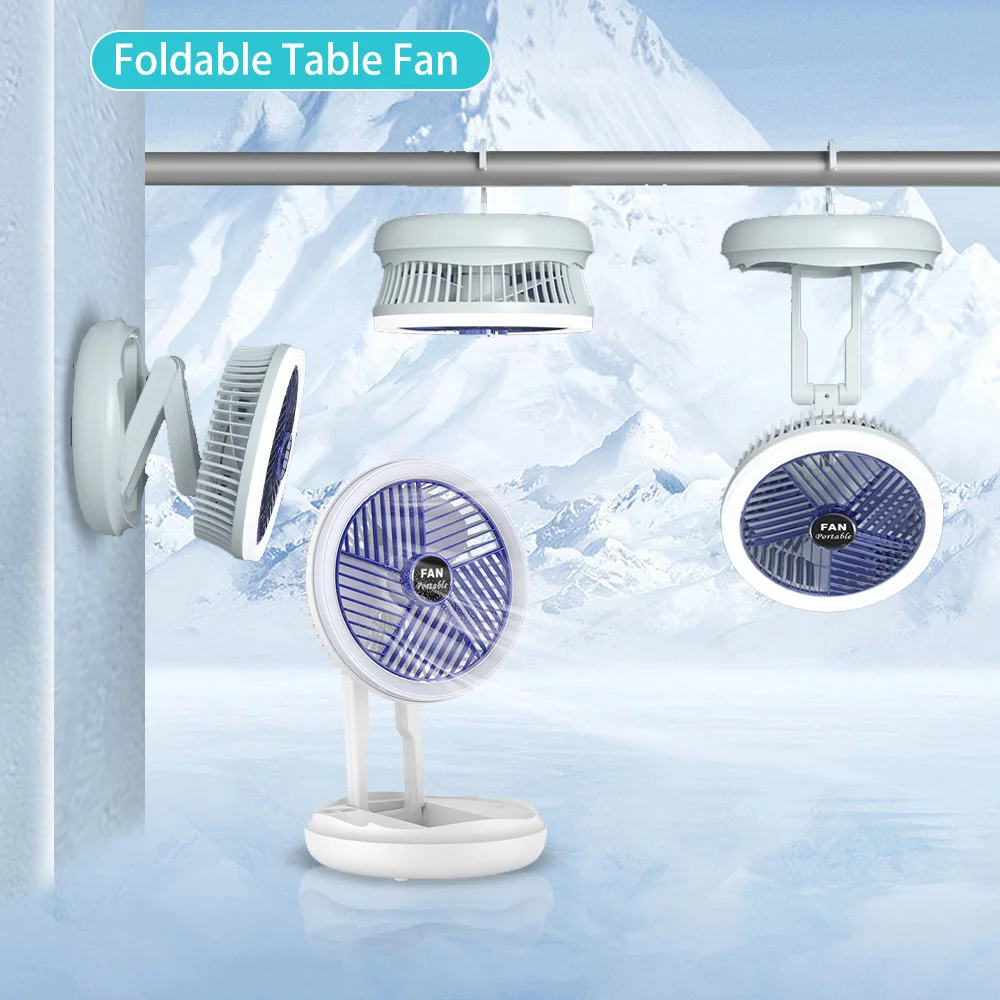 Wireless Folding Table Fan USB Rechargeable Portable Cooling Fan Camping Circulator 4 Speed Adjustable With Led Night Light
Wireless Folding Table Fan USB Rechargeable Portable Cooling Fan Camping Circulator 4 Speed Adjustable With Led Night Light