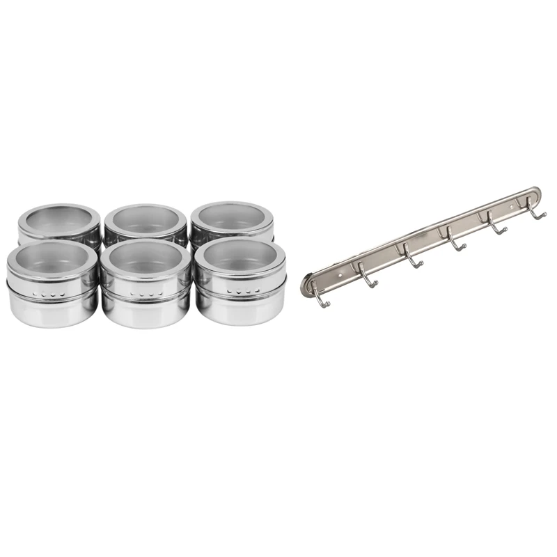 Hot Household Metal Wall Mounted 6 Hooks Towel Rack Hanger 15Inch Long With 6Pcs Clear Lid Magnetic Spice Jar
Hot Household Metal Wall Mounted 6 Hooks Towel Rack Hanger 15Inch Long With 6Pcs Clear Lid Magnetic Spice Jar