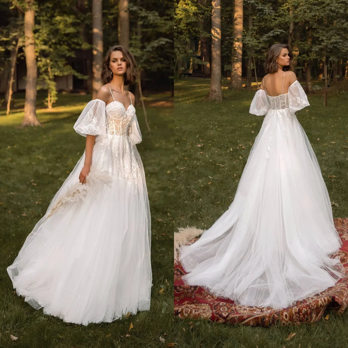 Gorgeous A Line Wedding Dress Spaghetti Strap Sweetheart Neck Gown Detachable Sleeve With Lace Applique Bridal Dresses
Gorgeous A Line Wedding Dress Spaghetti Strap Sweetheart Neck Gown Detachable Sleeve With Lace Applique Bridal Dresses