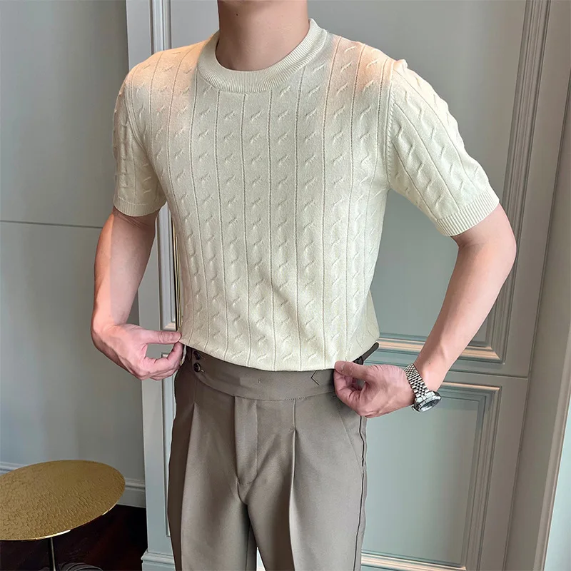 2023 Summer Solid color Slim Fit Knitted T Shirt Men O-Neck Stretched Tee Shirt Homme Streetwear Fashion Men Casual T-Shirt
2023 Summer Solid color Slim Fit Knitted T Shirt Men O-Neck Stretched Tee Shirt Homme Streetwear Fashion Men Casual T-Shirt