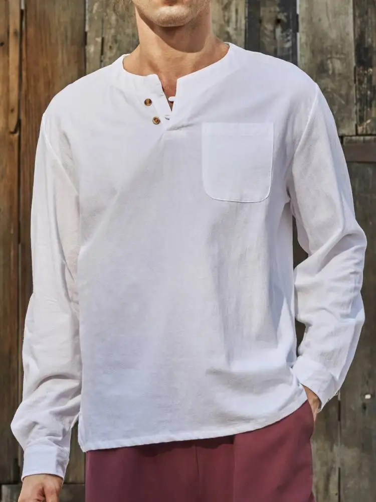2023 New Men's Casual Blouse Men V-neck Linen Shirt Tops Male Long Sleeve Tee Shirt Summer Casual Handsome Men's Shirts
2023 New Men's Casual Blouse Men V-neck Linen Shirt Tops Male Long Sleeve Tee Shirt Summer Casual Handsome Men's Shirts
