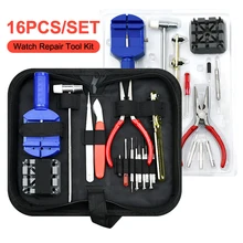 16pcs/set watch repair tool kit for watch back cover opener strap battery replacement or watchpart portable watchmaker tools set