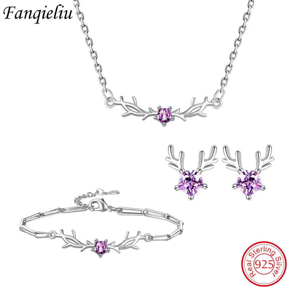 Fanqieliu Real 925 Sterling Silver Necklace Bracelet Earrings Vintage Antlers Crystal Jewelry Sets For Women FQL22010
Fanqieliu Real 925 Sterling Silver Necklace Bracelet Earrings Vintage Antlers Crystal Jewelry Sets For Women FQL22010