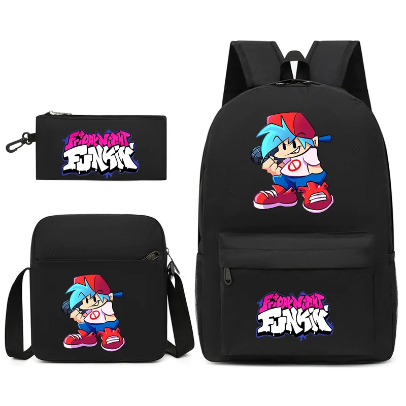 

Fashion Novelty Friday Night Funkin Print 3pcs/Set pupil School Bags Laptop Daypack Backpack Inclined shoulder bag Pencil Case