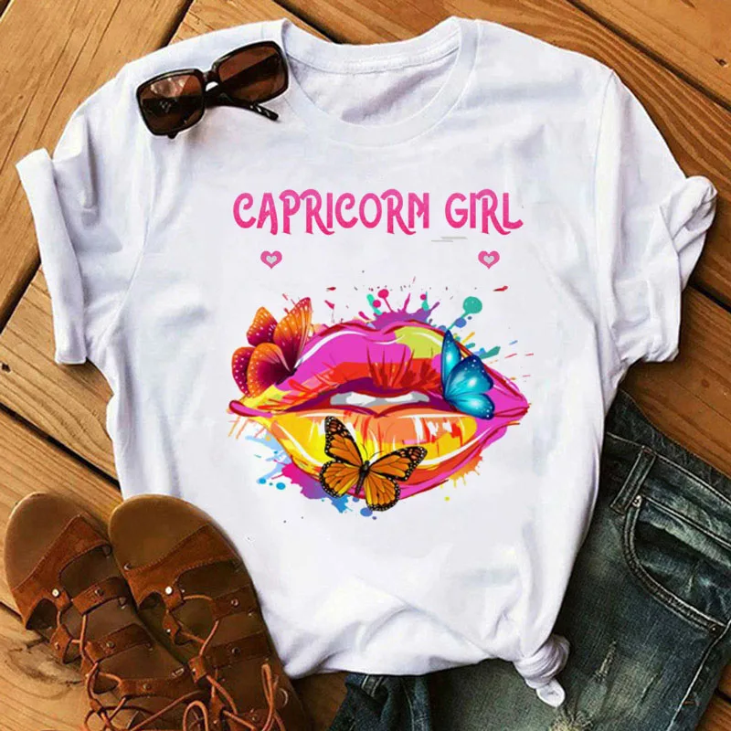 New Women T Shirt Capricorn Girl T Shirt Color Butterfly Lips Printed Tops Female Summer Cute Tee Shirts Ladies Fashion T-shirts
New Women T Shirt Capricorn Girl T Shirt Color Butterfly Lips Printed Tops Female Summer Cute Tee Shirts Ladies Fashion T-shirts