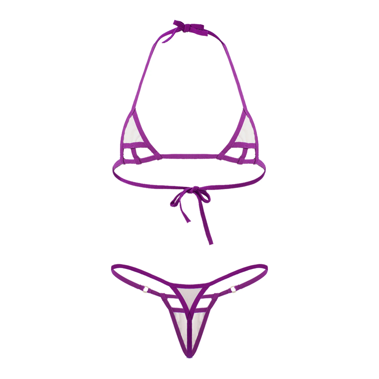 Womens Hollow Out Lingerie Set Bikini Suit Sunbathing Swimwear Halter Lace-up Bra with Low Waist T-back For Swimwear
Womens Hollow Out Lingerie Set Bikini Suit Sunbathing Swimwear Halter Lace-up Bra with Low Waist T-back For Swimwear