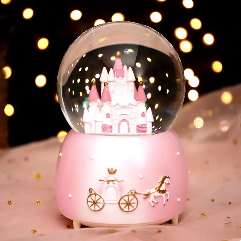 Fairy tale castle crystal ball magic wagon fantasy snow music box Christmas presents for boys and girls
Fairy tale castle crystal ball magic wagon fantasy snow music box Christmas presents for boys and girls