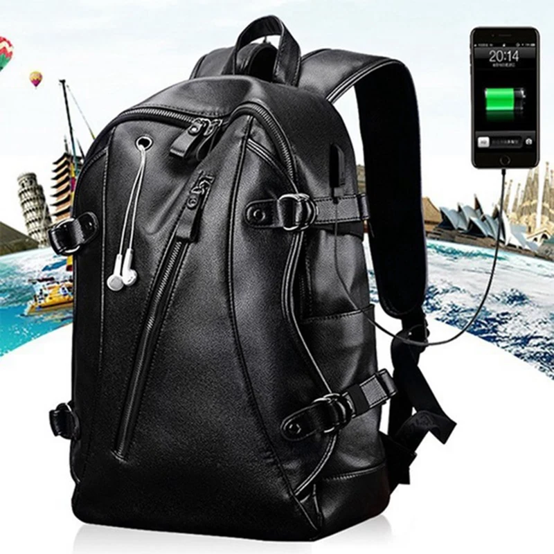 Men Backpack External Usb Charge Waterproof Backpack Fashion Pu Leather Travel Bag Casual School Bag Leather Bookbag
Men Backpack External Usb Charge Waterproof Backpack Fashion Pu Leather Travel Bag Casual School Bag Leather Bookbag