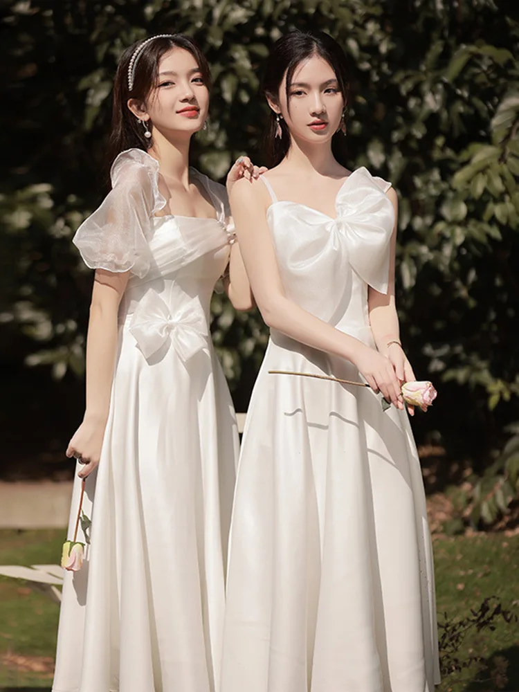 White French Style Bridesmaid Dresses 2022 New V-Neck Puff Sleeve Slim A-Line Wedding Party Guest Dress Brithday Party Gowns
White French Style Bridesmaid Dresses 2022 New V-Neck Puff Sleeve Slim A-Line Wedding Party Guest Dress Brithday Party Gowns