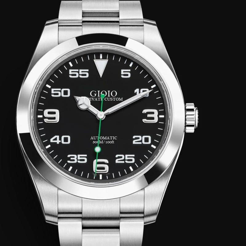 Роскошные автоматические мужские механические часы из нержавеющей стали с зеленым циферблатом Airking сапфировый черный
Роскошные автоматические мужские механические часы из нержавеющей стали с зеленым циферблатом Airking сапфировый черный