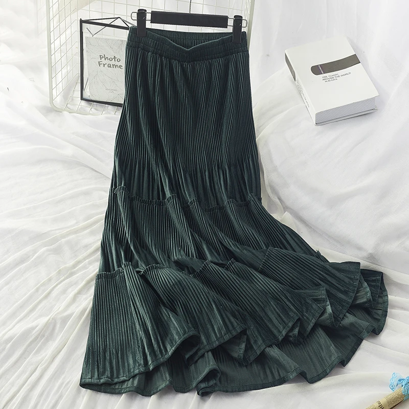 2022 Spring Autumn New High-waisted Skirt Women's Clothing Gold Velvet Pleated Skirt Retro A-line cake Skirts d1643
2022 Spring Autumn New High-waisted Skirt Women's Clothing Gold Velvet Pleated Skirt Retro A-line cake Skirts d1643