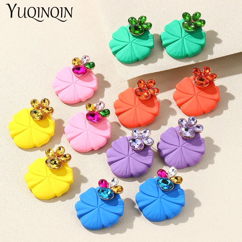 New Fashion Large Crystal Stud Earrings for Women Flower Colorful Resin Big Earring Party Korean Ear Jewelry Lotus Leaf Brincos
New Fashion Large Crystal Stud Earrings for Women Flower Colorful Resin Big Earring Party Korean Ear Jewelry Lotus Leaf Brincos