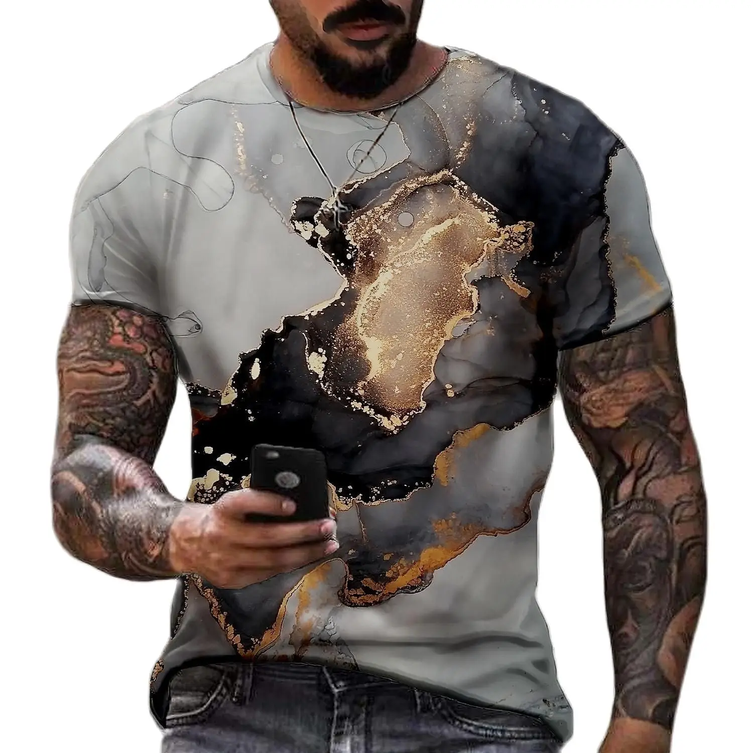 Summer Geometric Crack Print Men's T Shirts Polyester Crew Neck Short Sleeve Loose Casual Tops Tees Large Size T-shirts For Men
Summer Geometric Crack Print Men's T Shirts Polyester Crew Neck Short Sleeve Loose Casual Tops Tees Large Size T-shirts For Men
