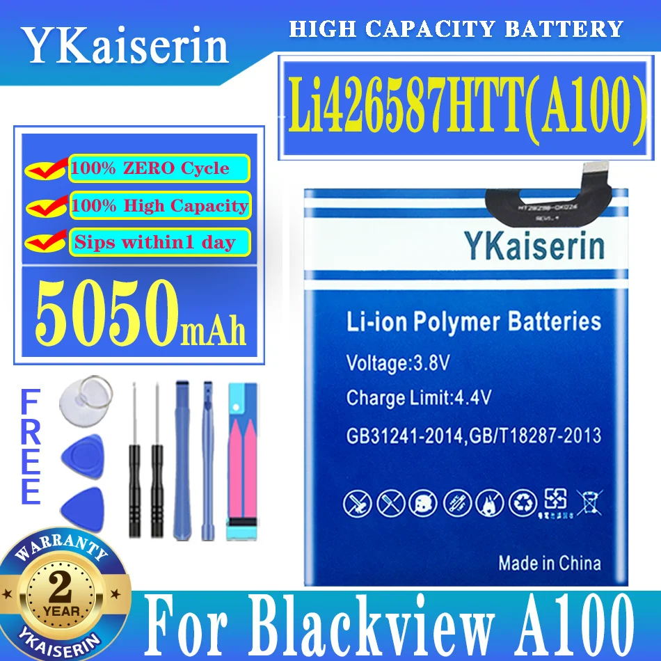 YKaiserin High Capacity battery for Blackview A100 Battery 5050mAh High Capacity for Blackview Li426587HTT Battery
YKaiserin High Capacity battery for Blackview A100 Battery 5050mAh High Capacity for Blackview Li426587HTT Battery