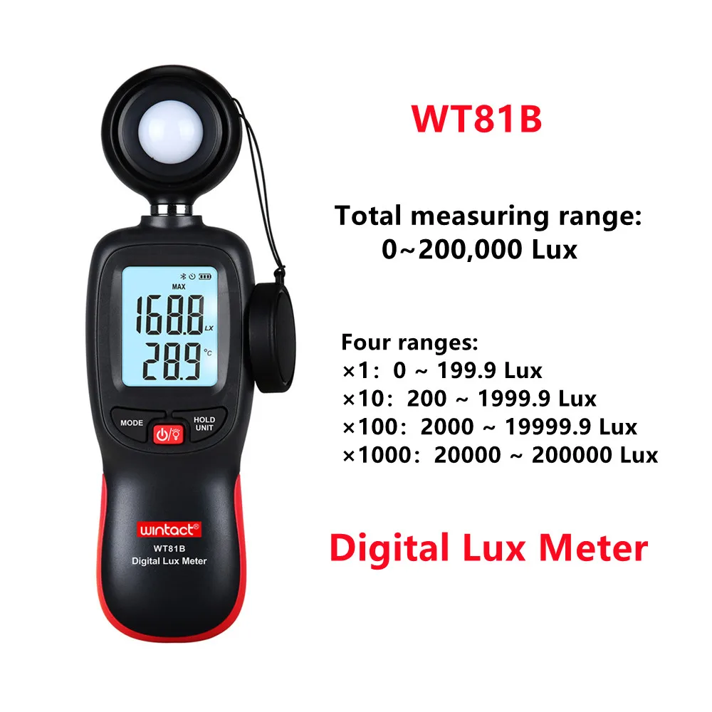 

WINTACT Digital Lux Meter WT81B Light Meter Environmental Testing Handheld Type Illuminometer Photometer Detector Measuring Tool
