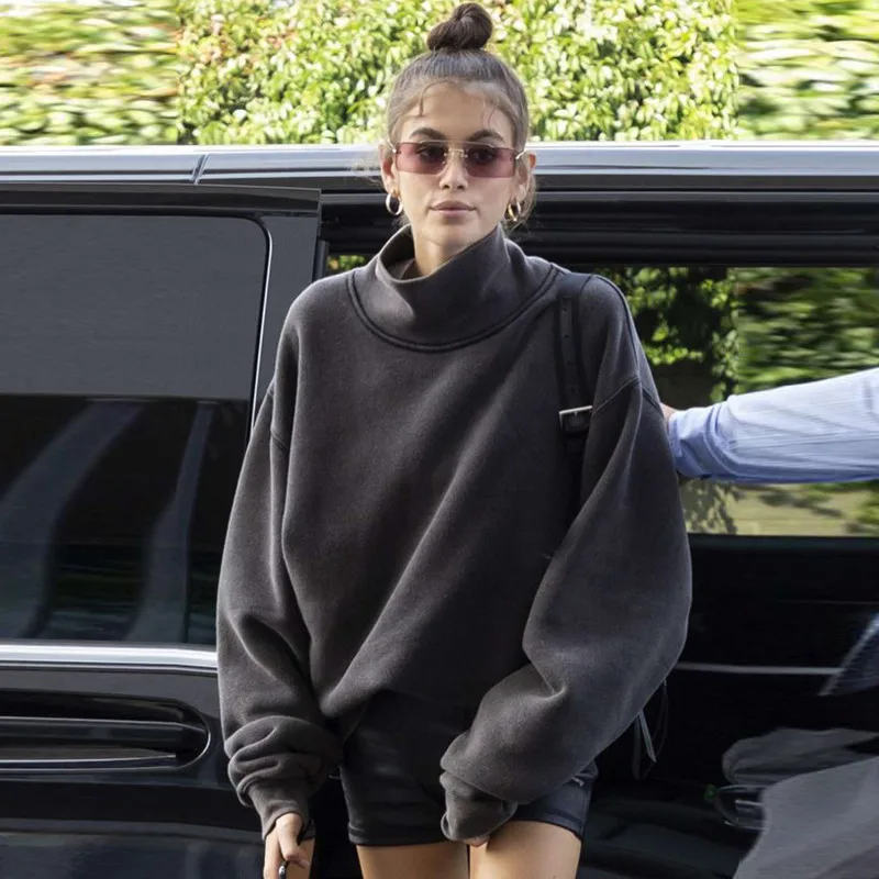 Women Turtleneck Hoodies Solid Sexy Long Pullovers Long Sleeve Vintage Cotton Loose Casual Sweatshirts High Street 2021 New
Women Turtleneck Hoodies Solid Sexy Long Pullovers Long Sleeve Vintage Cotton Loose Casual Sweatshirts High Street 2021 New