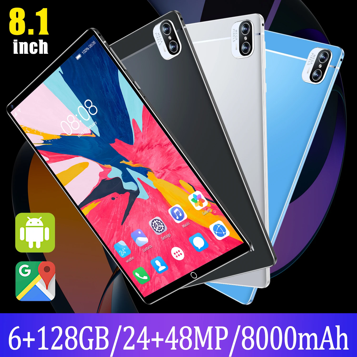 Дешевый ноутбук X5 Tablet Android 12 10-ядерный 8 1 дюйма 128 ГБ ROM Google Play SIM 4G/телефон 8000 мАч GPS