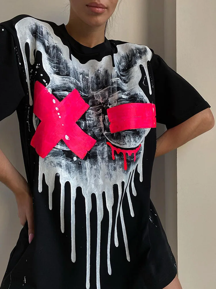 Women Hip Hop Punk Style Pattern T Shirts Vintage Fashion Loose Short Sleeve Tops 2022 Summer New Casual Print O-Neck Tee Shirt
Women Hip Hop Punk Style Pattern T Shirts Vintage Fashion Loose Short Sleeve Tops 2022 Summer New Casual Print O-Neck Tee Shirt