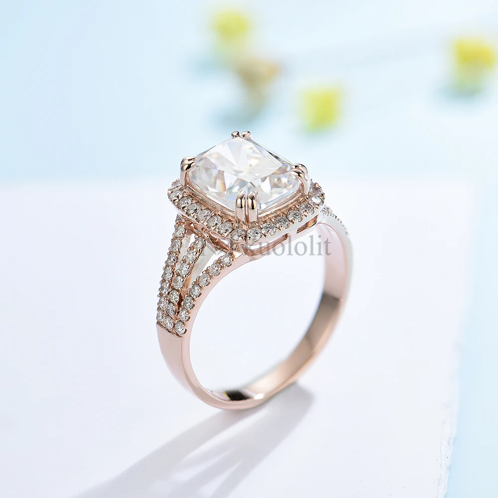 Kuololit 3CT Подушка Муассанит 18K 14K 10K 585 розовое золото кольцо для женщин создано