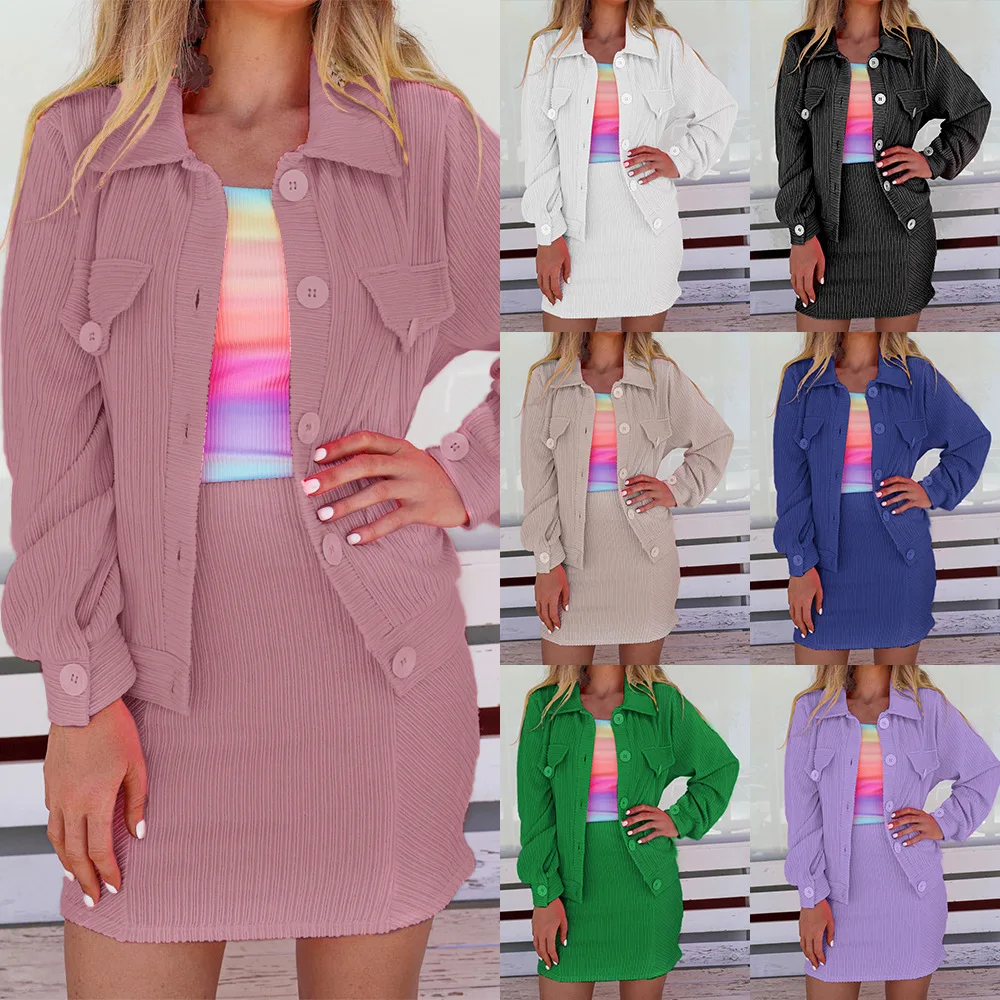 Women Skirts Sets Autumn Winter Solid Color Long Sleeve Turn-down Collar Cardigans Jacket Tops High Waist Skirts Ladies Clothing
Women Skirts Sets Autumn Winter Solid Color Long Sleeve Turn-down Collar Cardigans Jacket Tops High Waist Skirts Ladies Clothing