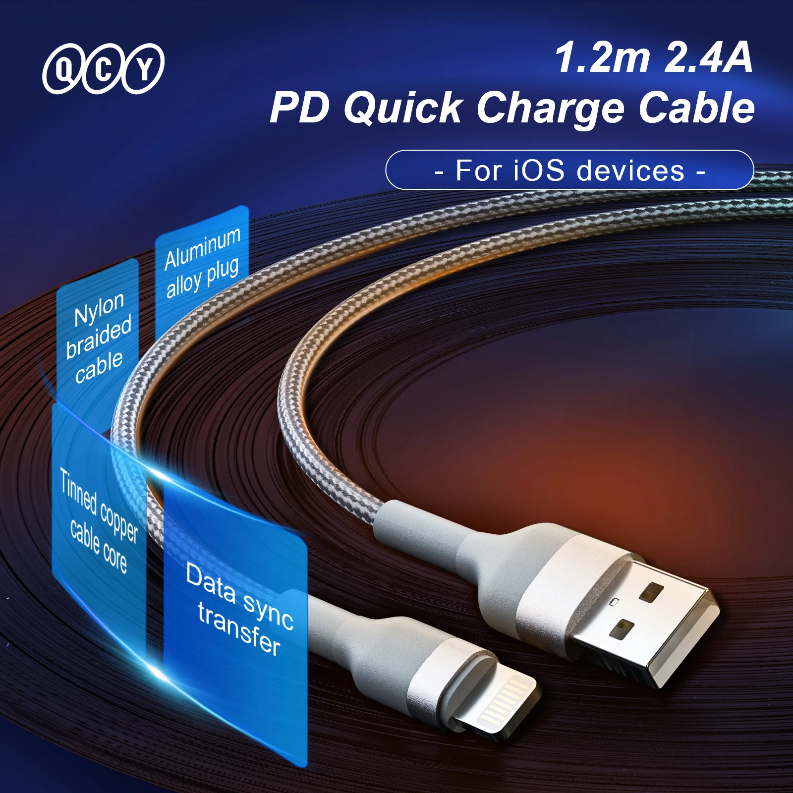 QCY 2.4A USB Quick Charger Cable For iPhone 13 12 11 Pro Max X XR Xs 8 7 6 iPad Fast Charging Cable for iPhone USB Data Line
QCY 2.4A USB Quick Charger Cable For iPhone 13 12 11 Pro Max X XR Xs 8 7 6 iPad Fast Charging Cable for iPhone USB Data Line