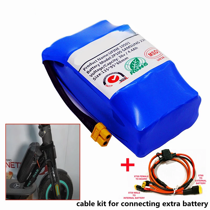 Extra Expansion m365 and Pro Battery Pack 36V 4.4Ah 7.0Ah 18650 Rechargeable Lithium ion Battery With Cable Kit for Scooter
Extra Expansion m365 and Pro Battery Pack 36V 4.4Ah 7.0Ah 18650 Rechargeable Lithium ion Battery With Cable Kit for Scooter