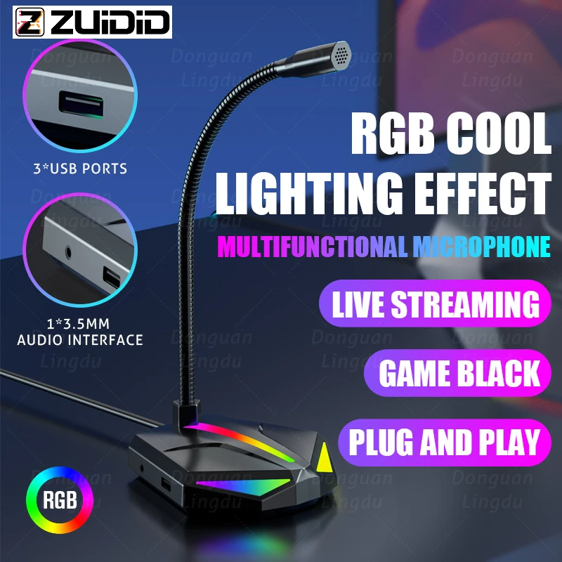 New ZUIDID Microphone desktop computer USB wired condenser microphone game live broadcast microphone RGB luminous microphone
New ZUIDID Microphone desktop computer USB wired condenser microphone game live broadcast microphone RGB luminous microphone