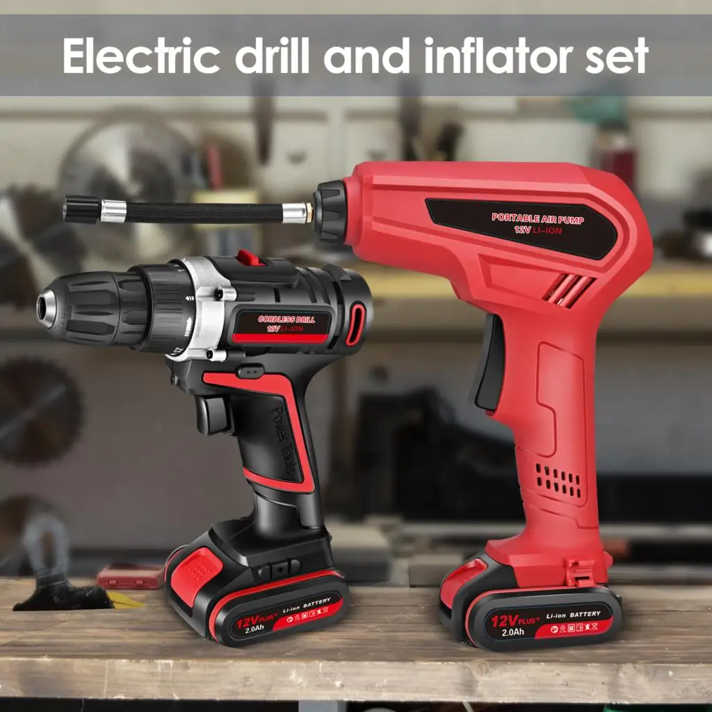 12V Electric Drill Impact Drill Cordless Drill 17NM Torque 2 Speed Modes Portable 1500PSI Cordless Car Tire Pump Kit+3 Nozzles
12V Electric Drill Impact Drill Cordless Drill 17NM Torque 2 Speed Modes Portable 1500PSI Cordless Car Tire Pump Kit+3 Nozzles