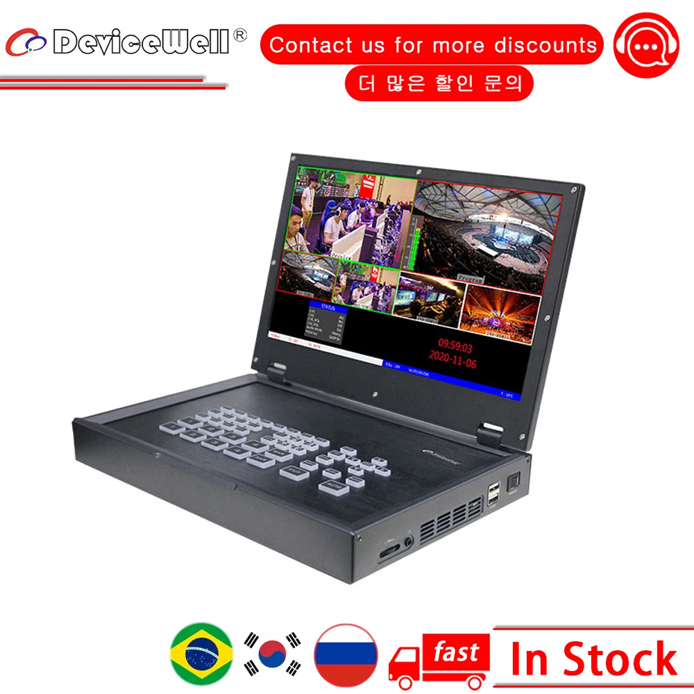 DeviceWell HDS9125 5 Channel Video Switcher 11.6 Inch Monitor Live Broadcast 4 HDMI DP Input
DeviceWell HDS9125 5 Channel Video Switcher 11.6 Inch Monitor Live Broadcast 4 HDMI DP Input