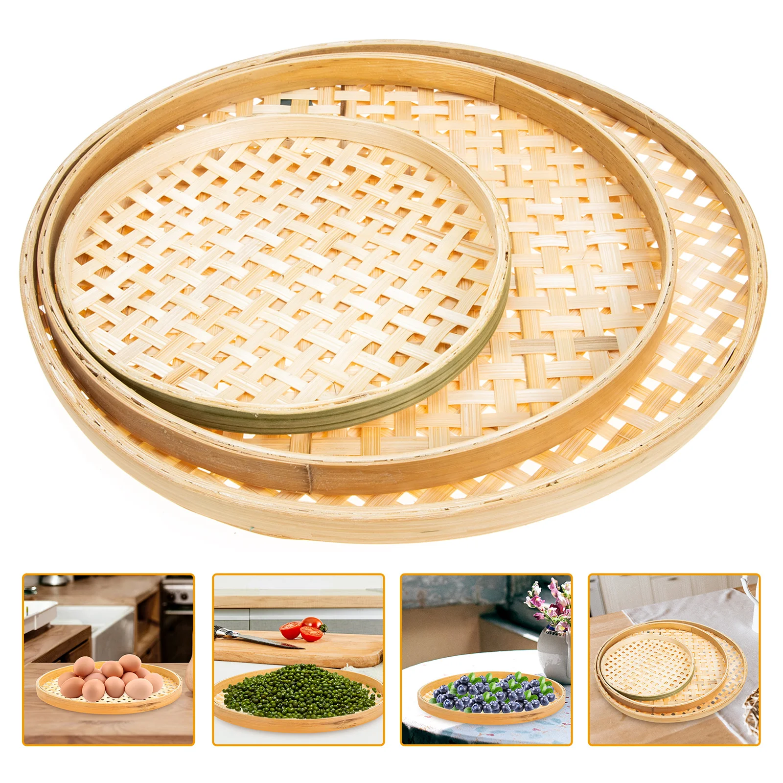 3Pcs Multi-function Bamboo Baskets Kitchen Bamboo Trays Household Bread Baskets
3Pcs Multi-function Bamboo Baskets Kitchen Bamboo Trays Household Bread Baskets