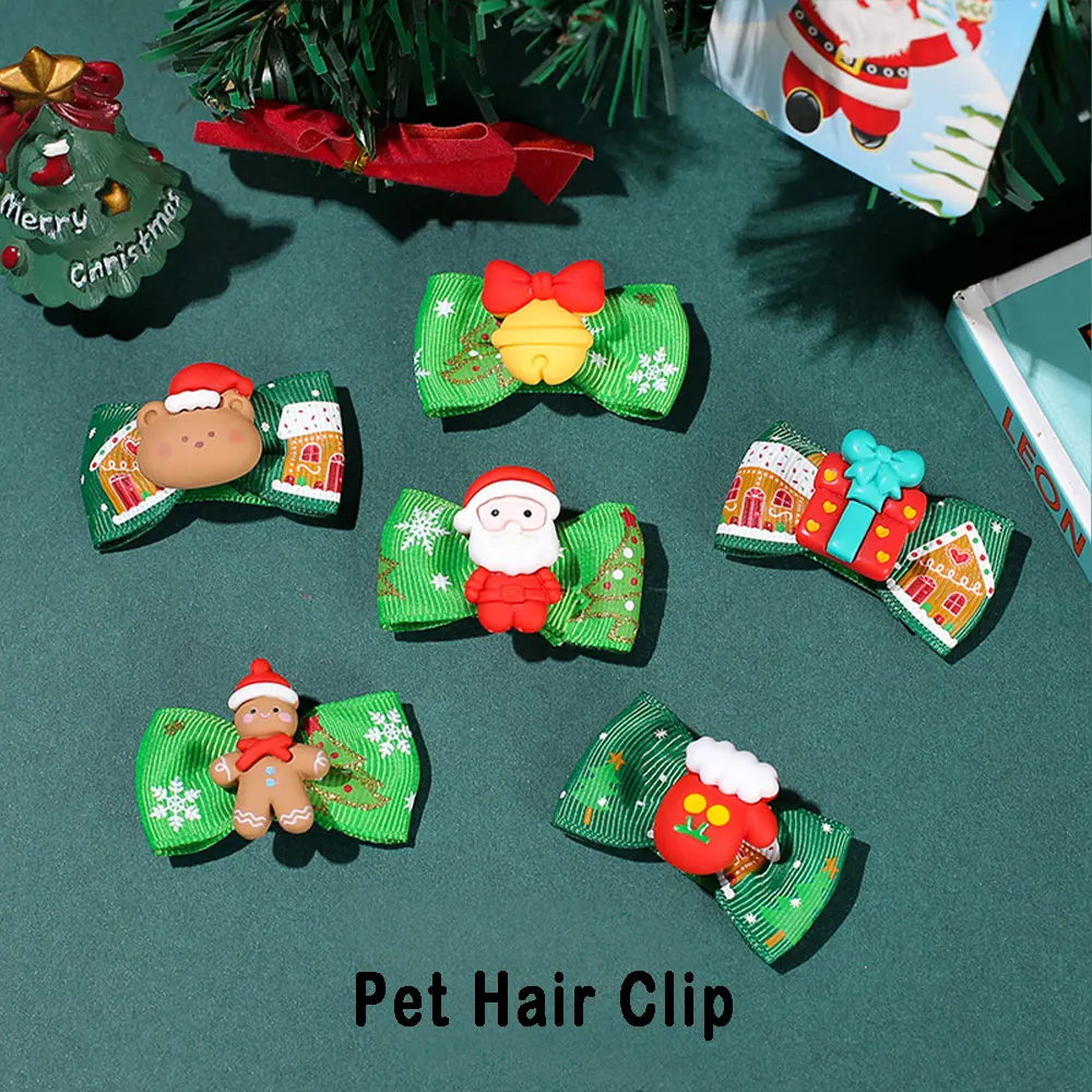 

Christmas Pets Clips Hair Bows Dog Hair Accessories Holiday Party Comb Hairpin Dogs Grooming Bow Cats Pet Supplies BB Hair Clips