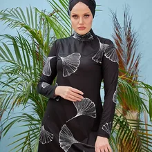 3 Pcs/Set Muslim Women Tulip Print High Stretch Swimwear Full Cover Floral Islamic Hijab Long Sleeve Ladies Burkini Swimwear
