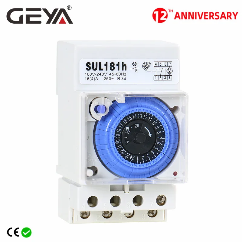 Механический программируемый таймер GEYA SUL181h, 220 В, 24 часа, с батареей 110-240 В 
Механический программируемый таймер GEYA SUL181h, 220 В, 24 часа, с батареей 110-240 В