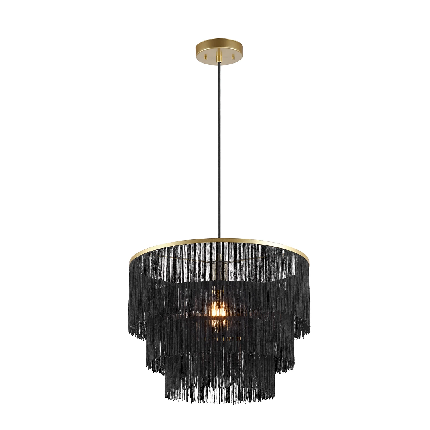 HMTX Willow 1-Light Matte Gold Pendant Light with Black Fabric Fringe Shade, 44845
HMTX Willow 1-Light Matte Gold Pendant Light with Black Fabric Fringe Shade, 44845