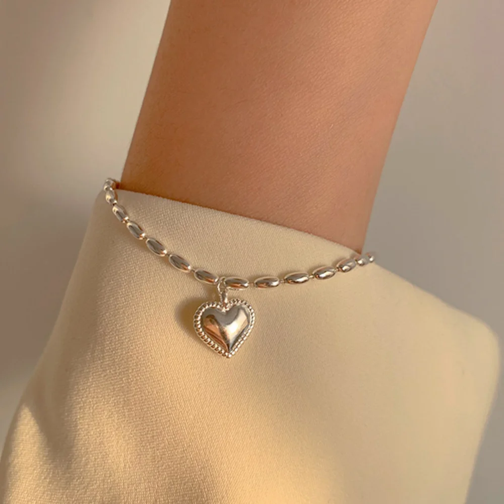 Charm Bracelet Stainless Steel Bangles Temperament Heart-shaped Pendant Bracelets for Women Vintage Jewelry Pulseras Mujer 2023
Charm Bracelet Stainless Steel Bangles Temperament Heart-shaped Pendant Bracelets for Women Vintage Jewelry Pulseras Mujer 2023