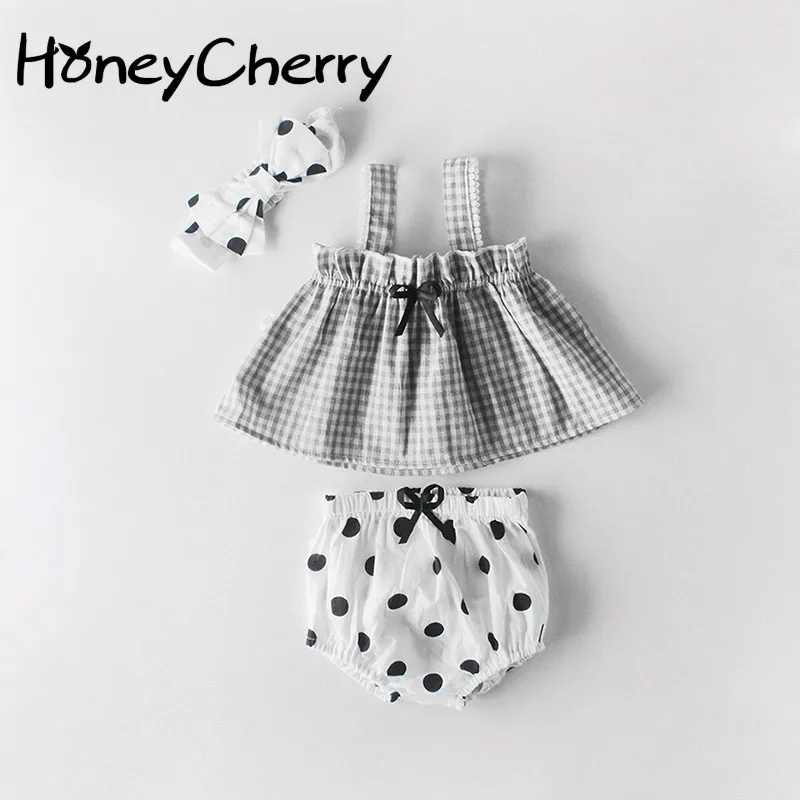 HoneyCherry Summer Girl Set Baby Plaid Sleeveless Sling Jacket + Bread Trousers + Hairband Baby Girl Three-piece Set
HoneyCherry Summer Girl Set Baby Plaid Sleeveless Sling Jacket + Bread Trousers + Hairband Baby Girl Three-piece Set
