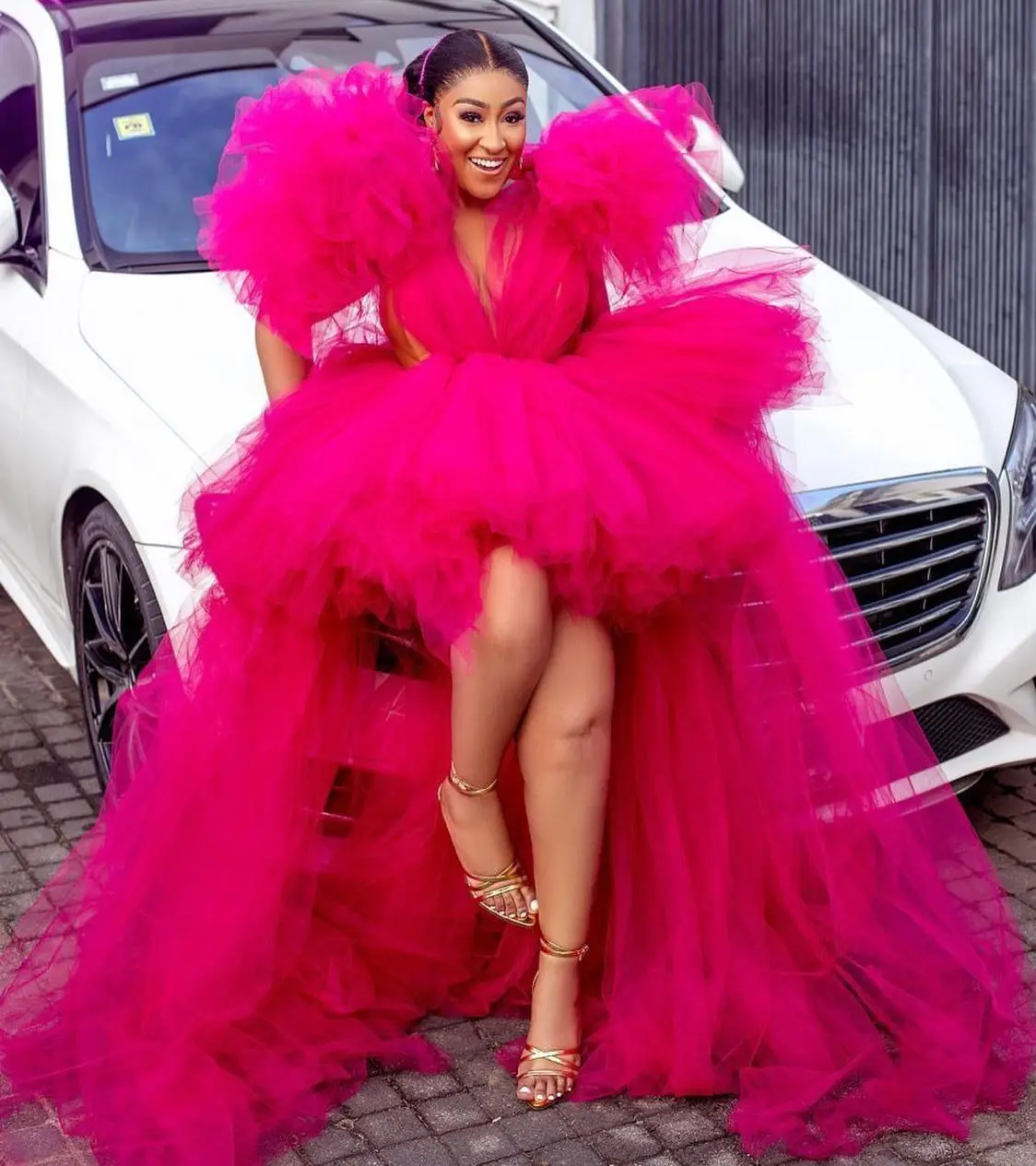 Fuchsia High Low Prom Dress Tutu V Neck Girls Party Dresses for Wedding Floral Tulle Evening Gowns
Fuchsia High Low Prom Dress Tutu V Neck Girls Party Dresses for Wedding Floral Tulle Evening Gowns
