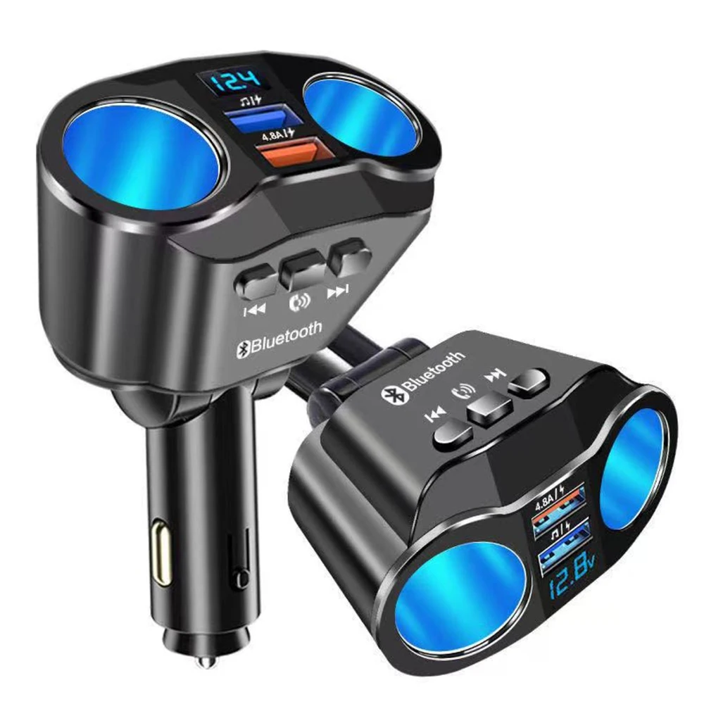 

Car Cigarette Lighter Splitter Charger Dual USB QC 3.0 Quick Charge 12V Auto FM Transmitters Bluetooth Hands-free Call Sockets