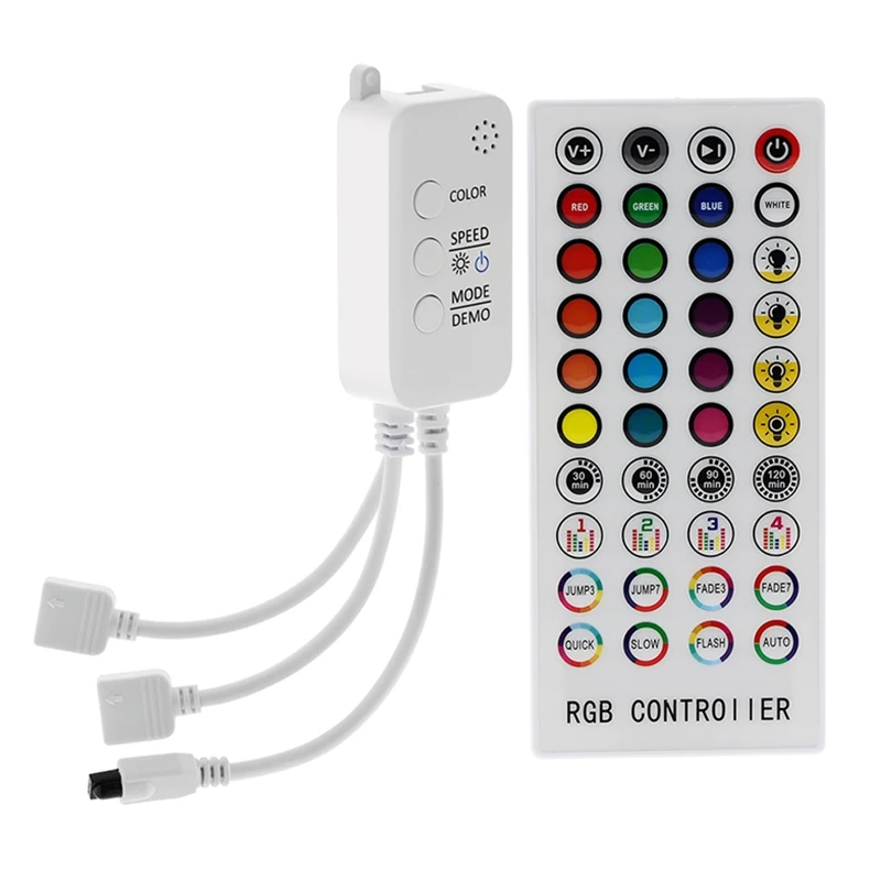 Музыкальный Bluetooth-контроллер RGB, контроллер постоянного тока с 40 кнопками, ИК-пульт дистанционного управления для светодиодных лент RGB 2835 5050
Музыкальный Bluetooth-контроллер RGB, контроллер постоянного тока с 40 кнопками, ИК-пульт дистанционного управления для светодиодных лент RGB 2835 5050