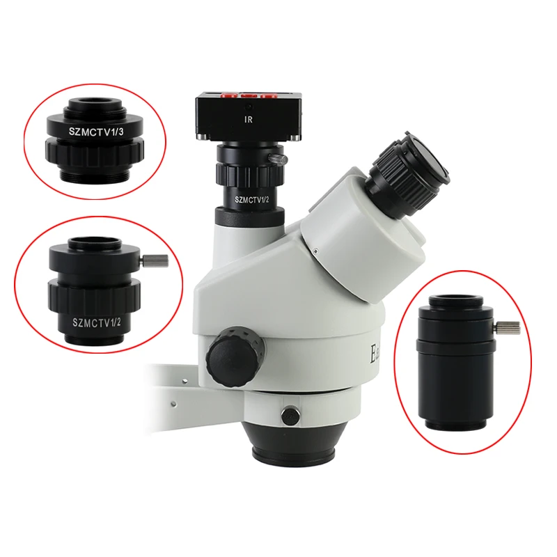 

SZMCTV 1/2 1/3 1X Adapter For Simul Focal Trinocular Stereo Microscope HDMI VGA USB Video Camera 0.3X 0.5X C mount Lens Adapter