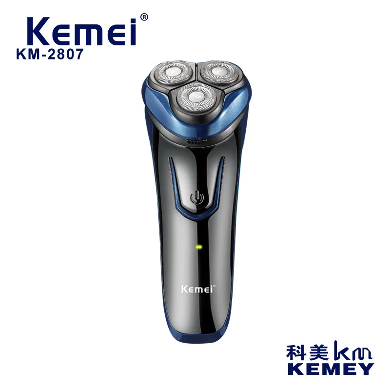 

Kemei Rechargeable Men's Shaving Cordless Rotary Wet Dry Shaver Three Head Floating Razor Electric Shavers KM-2807