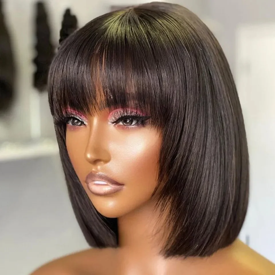 Short Straight Hair Bob Wigs Brazilian Human Hair Wig With Bangs Remy Full Machine Made Wig for Women Glueless Straight Bob Wig
Short Straight Hair Bob Wigs Brazilian Human Hair Wig With Bangs Remy Full Machine Made Wig for Women Glueless Straight Bob Wig