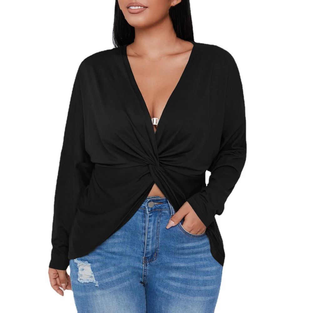 New L~4XL Plus Size Ladies Top Casual Solid Color Deep V Neck Sexy Long Sleeve T-Shirt Lightweight And Comfortable
New L~4XL Plus Size Ladies Top Casual Solid Color Deep V Neck Sexy Long Sleeve T-Shirt Lightweight And Comfortable