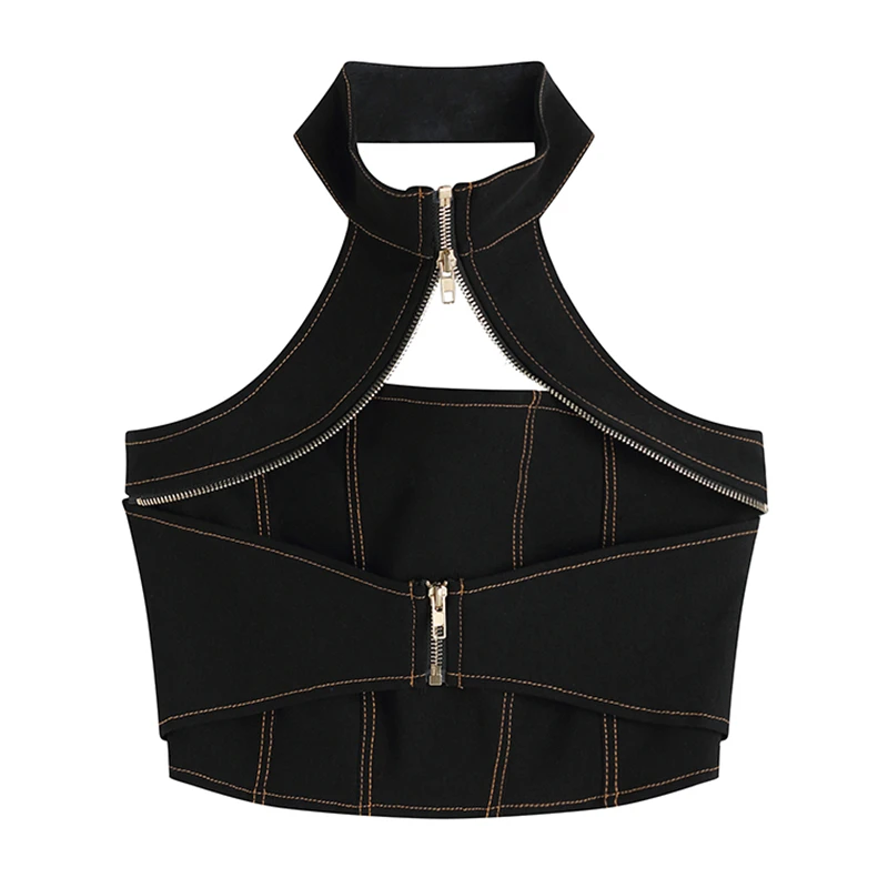 Spring Summer New Ins European And American Hot Girls Off-the-shoulder Hanging Neck Hollow Vest Suspender Zipper Short Top Women
Spring Summer New Ins European And American Hot Girls Off-the-shoulder Hanging Neck Hollow Vest Suspender Zipper Short Top Women