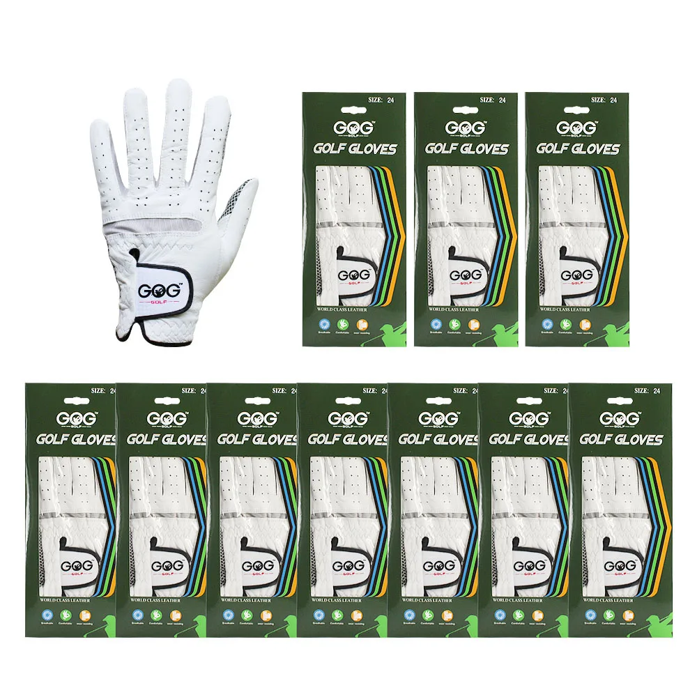 Pack 10 Pcs Golf Gloves Men With Anti-slip Left Hand White Granules Comfortable Genuine Leathe With Packaging Outdoor Golf Glove
Pack 10 Pcs Golf Gloves Men With Anti-slip Left Hand White Granules Comfortable Genuine Leathe With Packaging Outdoor Golf Glove
