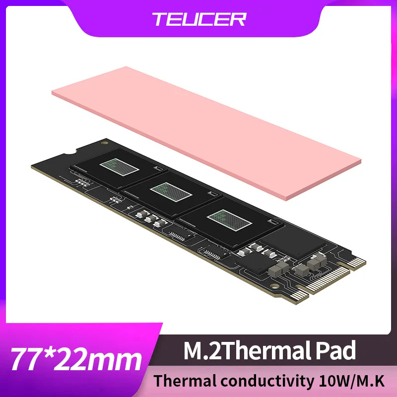 

TEUCER M.2 SSD 2 шт., термопрокладка 10,8 Вт/мК, графическая карта для ЦП, материнская плата радиатора силиконовая прокладка для рассеивания тепла 70*22...
